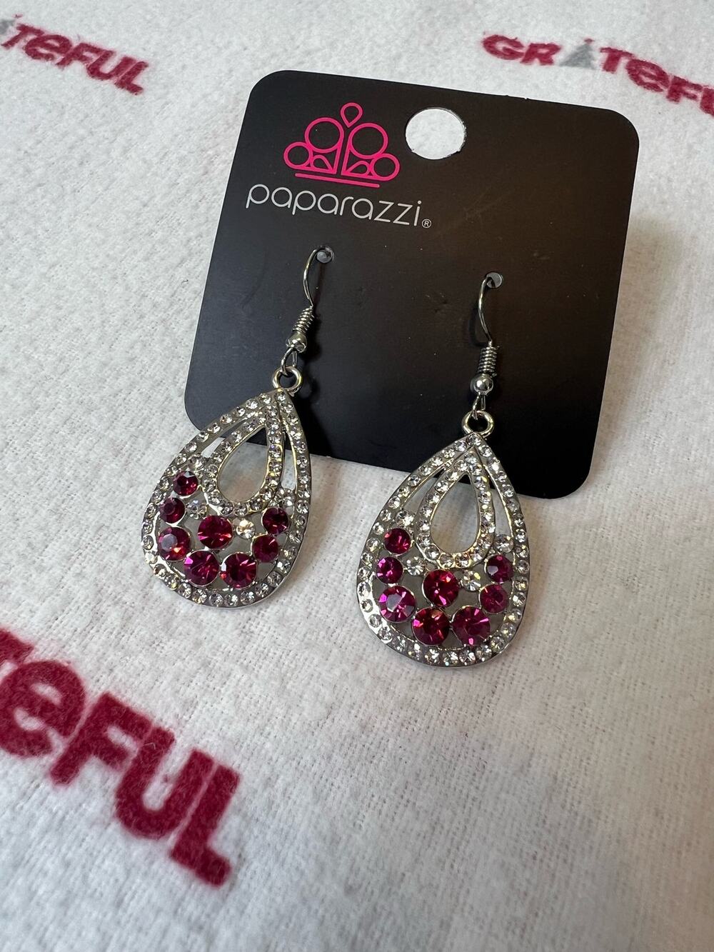 NWT Paparazzi Silver and Red dangle earrings